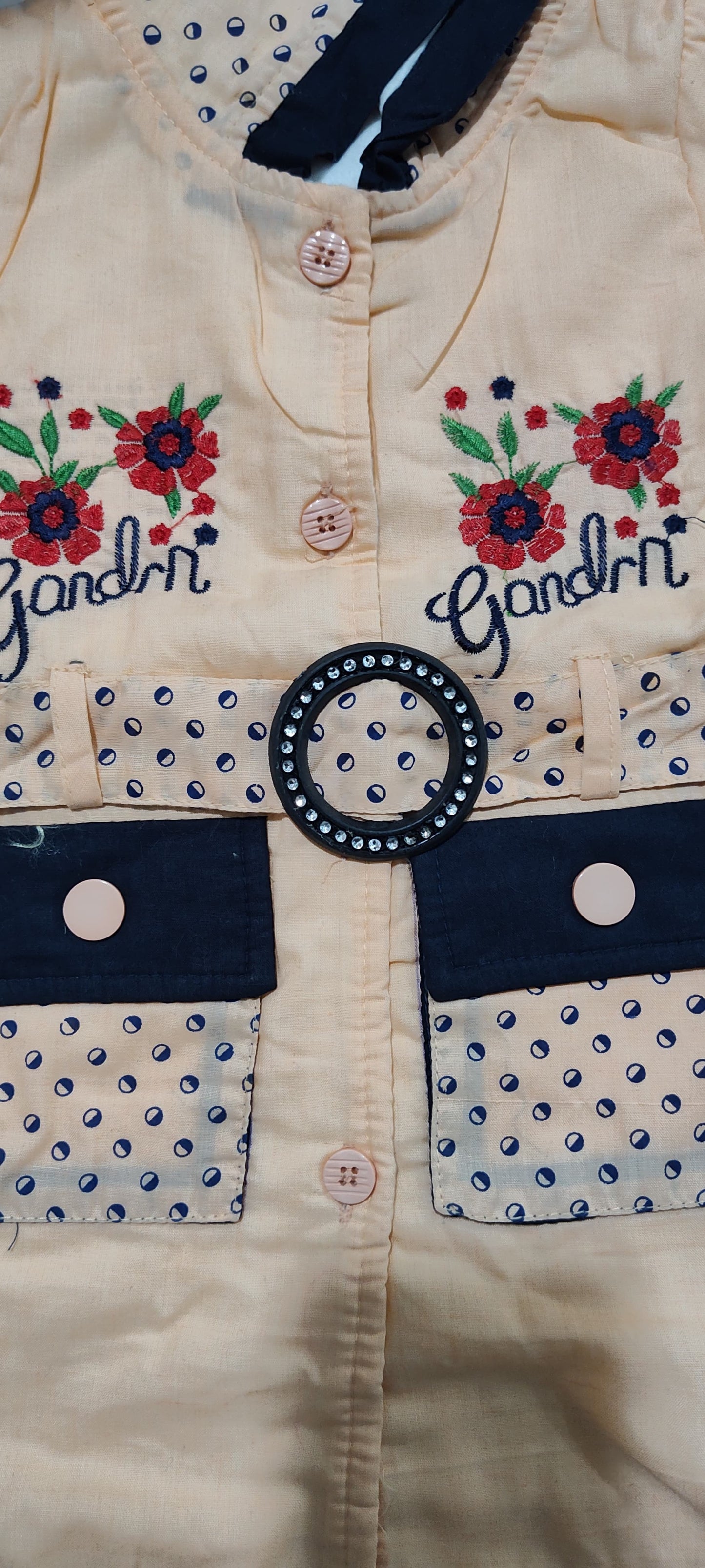 Girls Infinity Printed Cotton Fleece Astar with Embroidered Denim Pants - 2 Piece Set (Gca-V5-1662