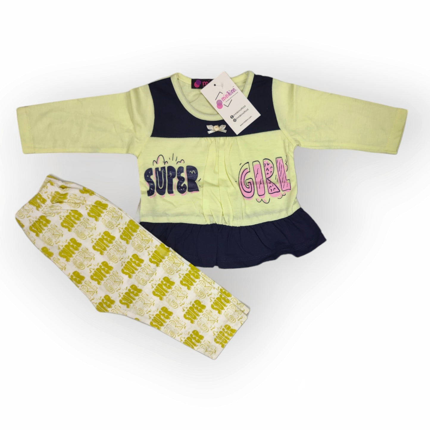 Girls Fine Jersey T-Shirt with Trousers - 2 Piece Set (Gfl-V5-1809)
