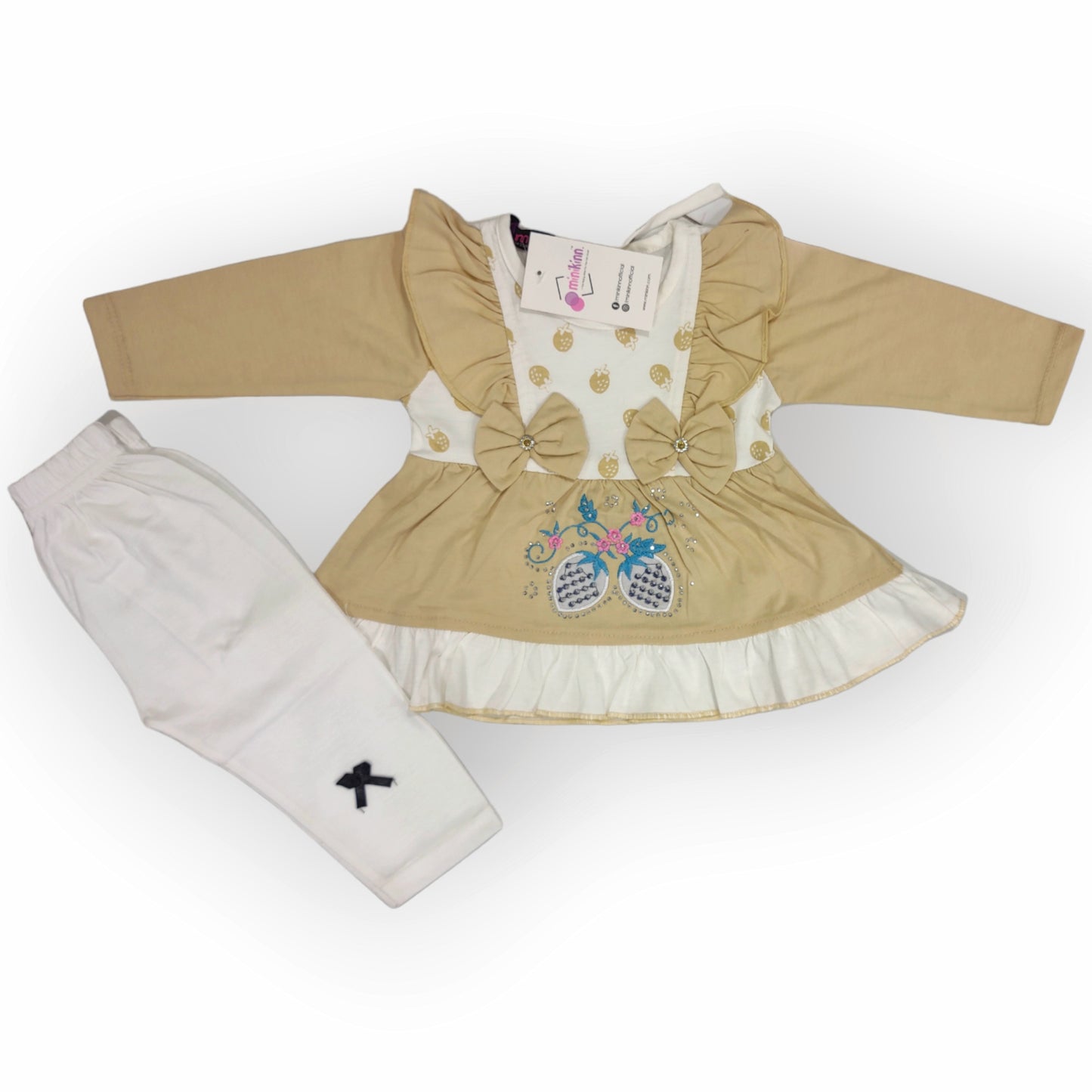 Girls Fine Jersey Embroidered Frock with Trousers - 2 Piece Set (Gfl-V5.1-2001)