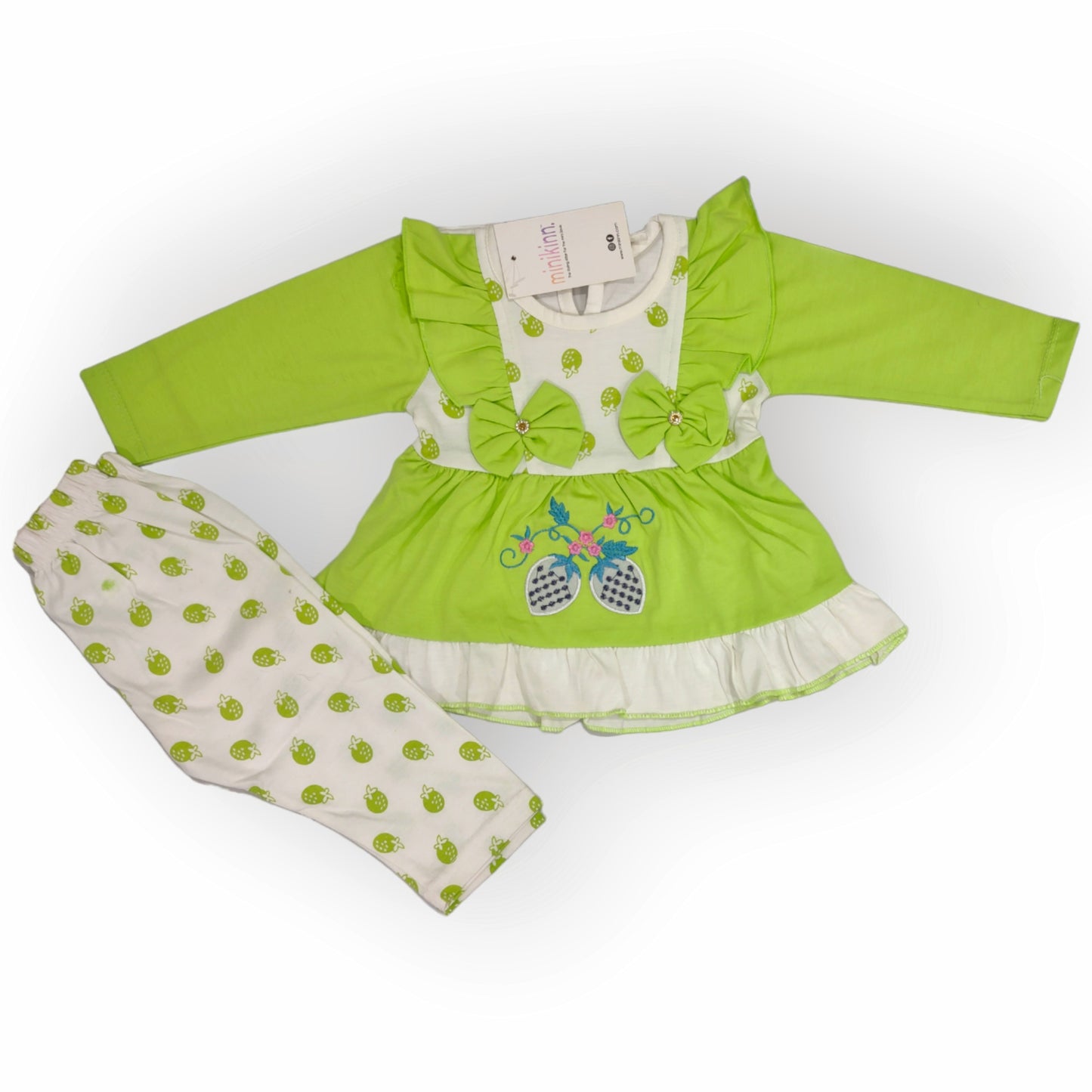 Girls Fine Jersey Embroidered Frock with Trousers - 2 Piece Set (Gfl-V5.1-2001)