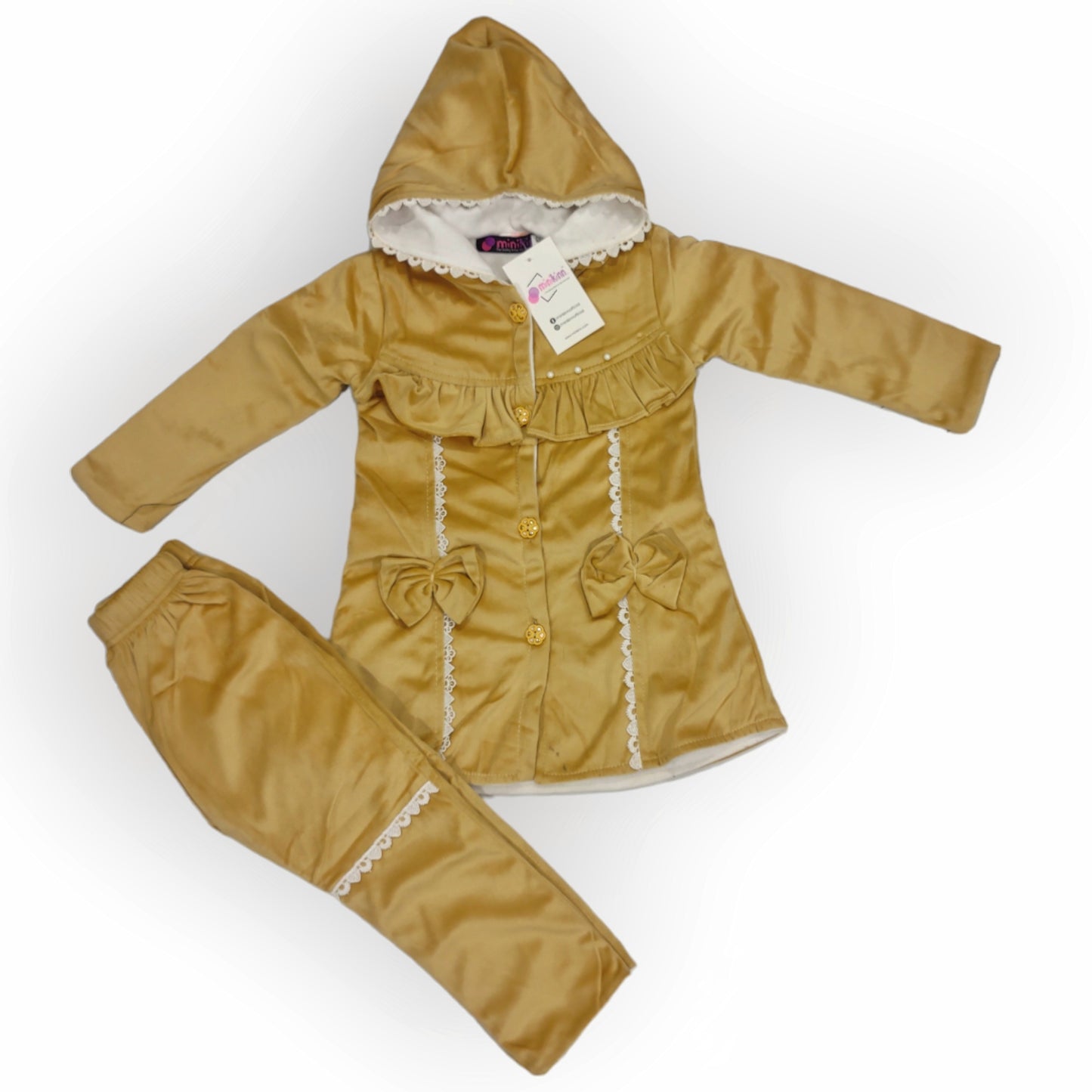 Girls Imported Velour Fleece Jacket with Trouser Complete Suit - 2 Piece Set (Gvl-V5-2035)
