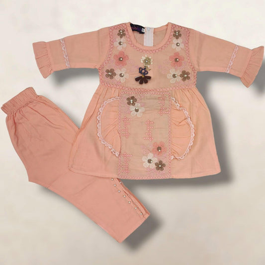 Cotton Shirt and Top with Floral Embroidered for Girls