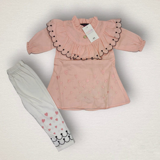 Cotton Heart Lace Shirt and Top for Girls