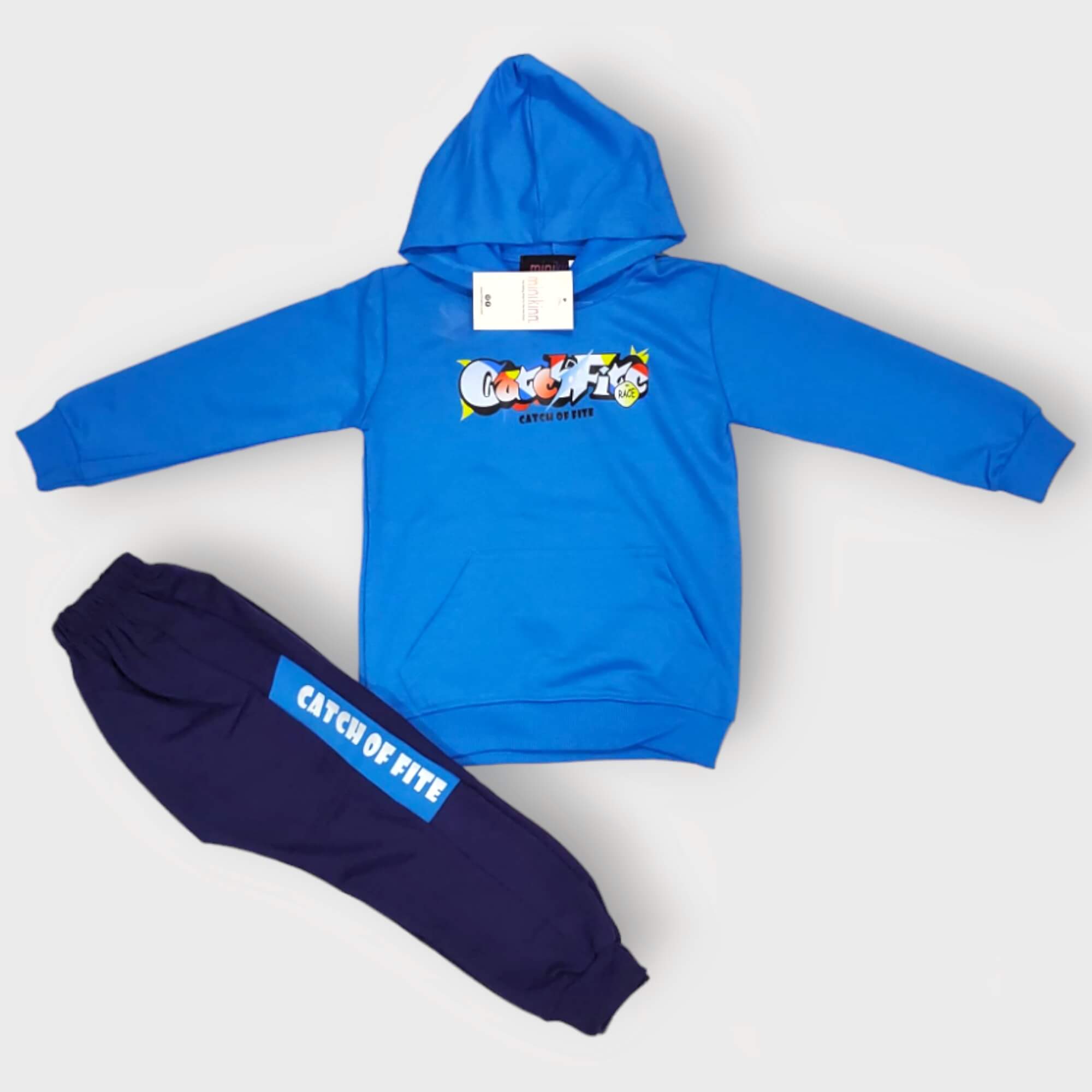 Catch of Fire Printed Royal Blue Boys Hoodie and bottom